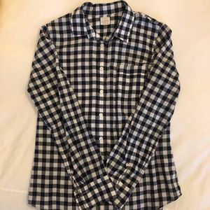 J.Crew navy and white gingham button down shirt